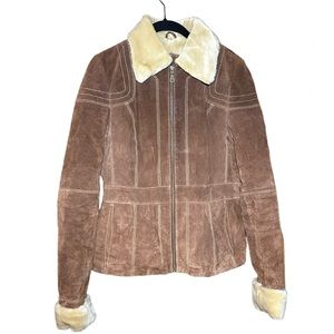 Wilson’s Brown Suede Leather Faux Fur Full Zip Jacket Women’s Medium